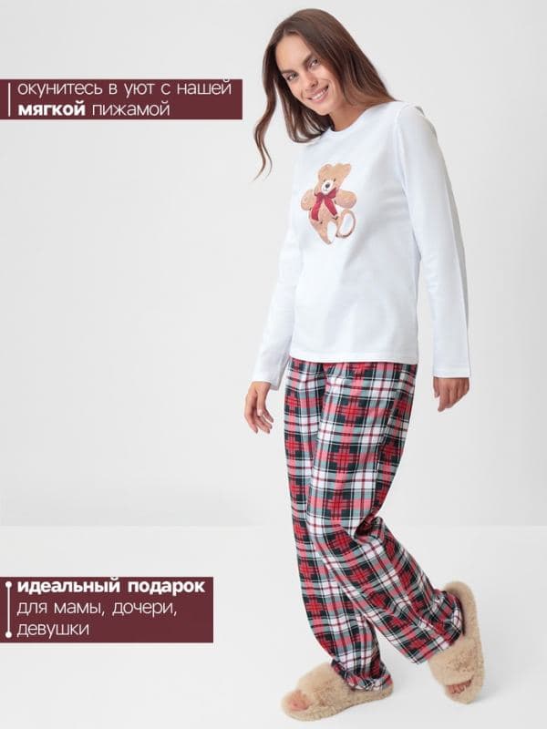 Пижама новогодняя женская: лонгслив, брюки, KAFTAN Christmas time — фото 2