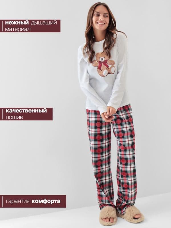 Пижама новогодняя женская: лонгслив, брюки, KAFTAN Christmas time — фото 3