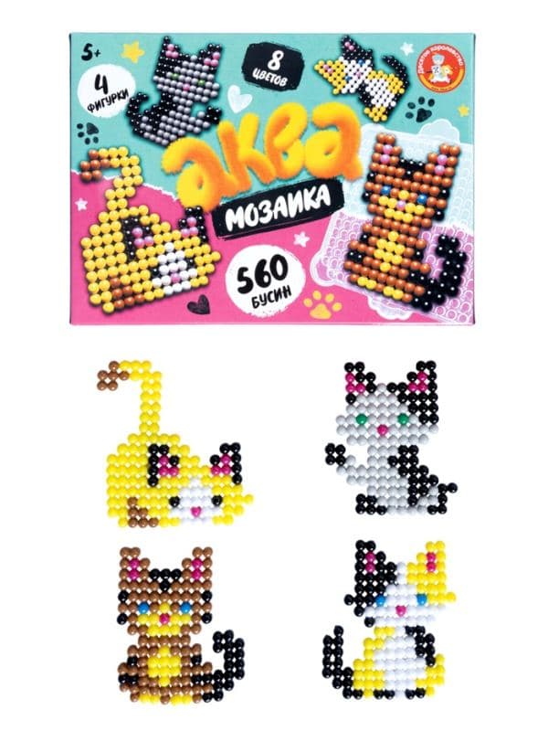 Аквамозаика «Котики», 4 фигурки — фото 3