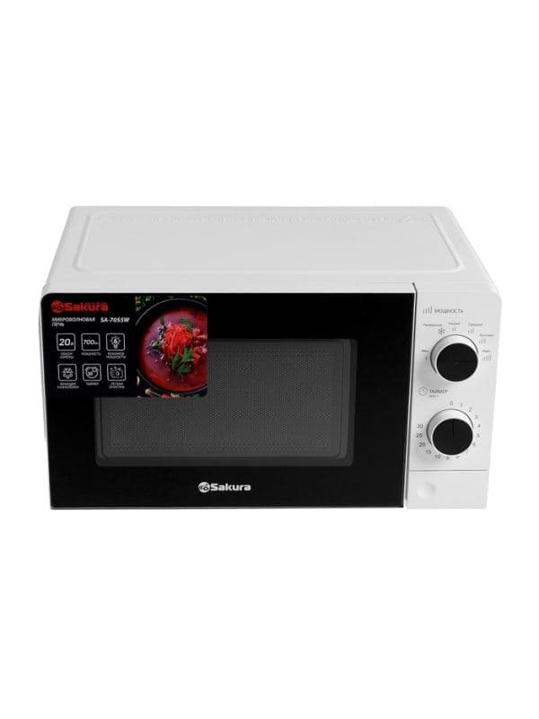 Микроволновая печь Sakura SA-7055W, 700 Вт, 20 л, таймер до 30 мин, белая — фото 2
