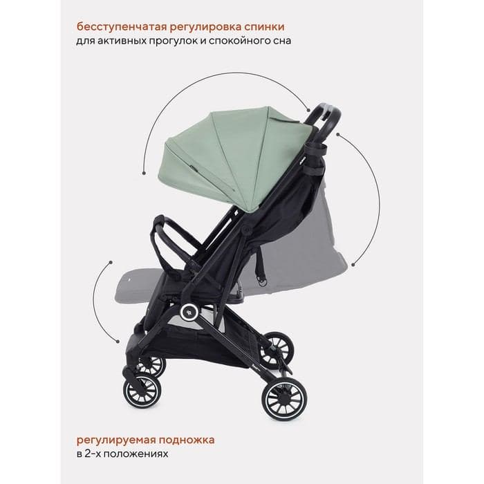 Коляска прогулочная детская RANT basic JUNO RA302 Beige, зелёная — фото 5
