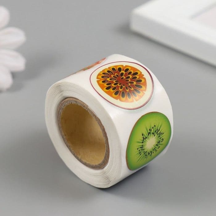 Наклейка бумага «Фрукты и ягоды», d=2.5 см, 252 шт. в рулоне — фото 2