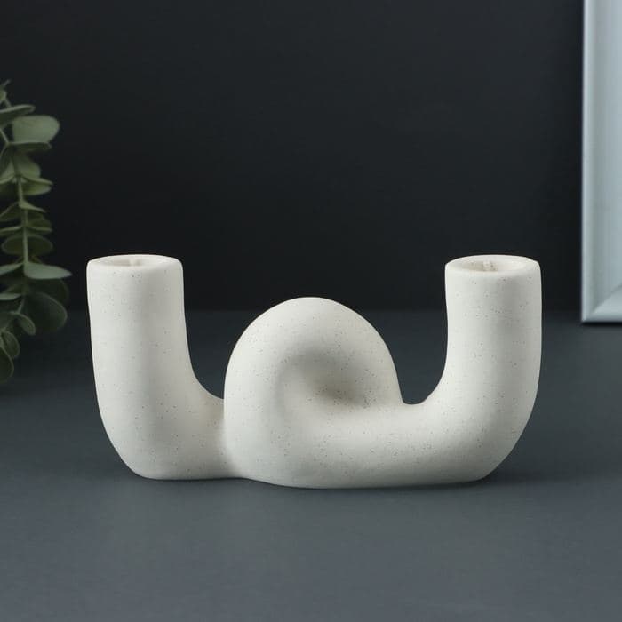 Подсвечник на 2 свечи TAKE IT EASY «Узел», белый, 17×3.5×8.5 см — фото 1