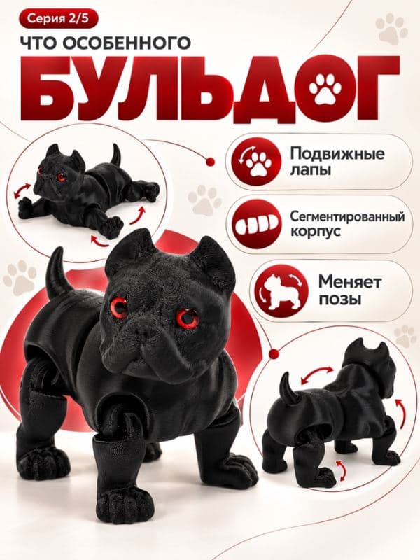 3Д - печатная игрушка «Чёрный пёс», подвижная — фото 2