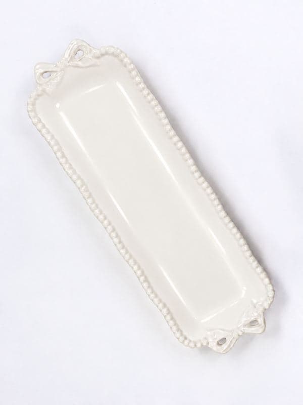 Блюдо сервировочное Pearl, 31×10×2.5 см, фарфор, белое — фото 1