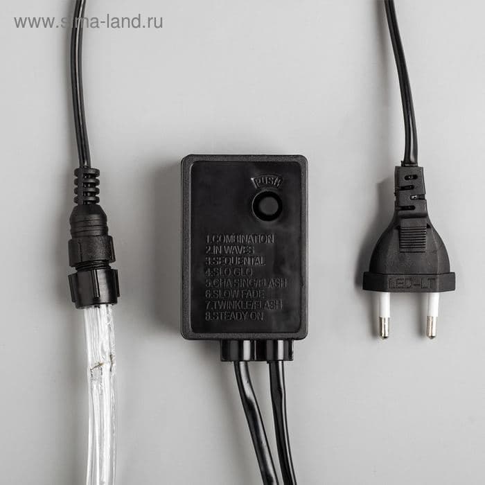 Световой шнур Luazon Lighting, 10 мм, IP65, 20 м, 24 LED/м, 220 В, 8 режимов, свечение жёлтое — фото 4