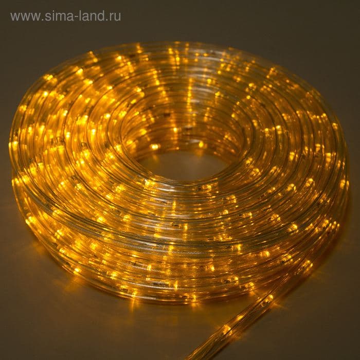 Световой шнур Luazon Lighting, 10 мм, IP65, 20 м, 24 LED/м, 220 В, 8 режимов, свечение жёлтое — фото 3