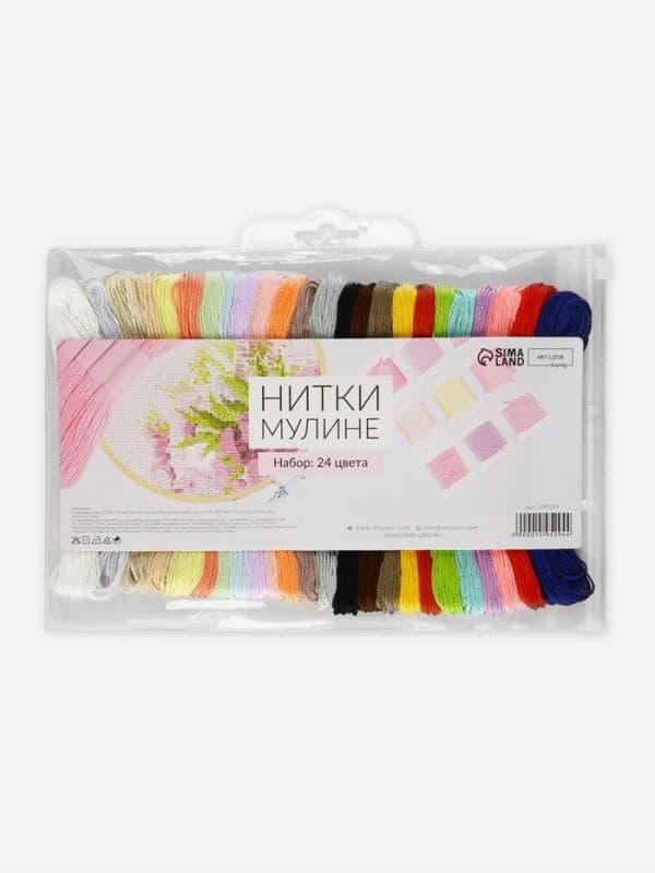 Нитки мулине, №3/4, 8±1 м, набор 24 шт., разноцветные — фото 4