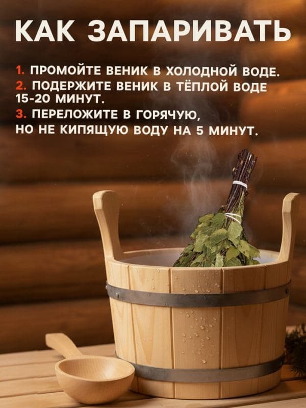Веник для бани, берёзовый, 50 см, упаковка МИКС — фото 3