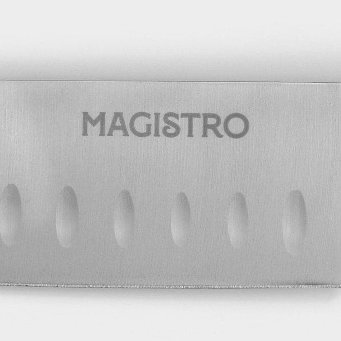 Нож Сантоку кухонный Magistro Ardone, лезвие 17.5 см, серебристый — фото 4