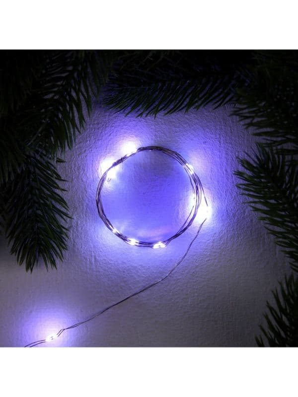 Гирлянда «Нить» 1 м роса, IP20, серебристая нить, 10 LED, свечение белое, 3 режима, от батареек AG13×3 — фото 3