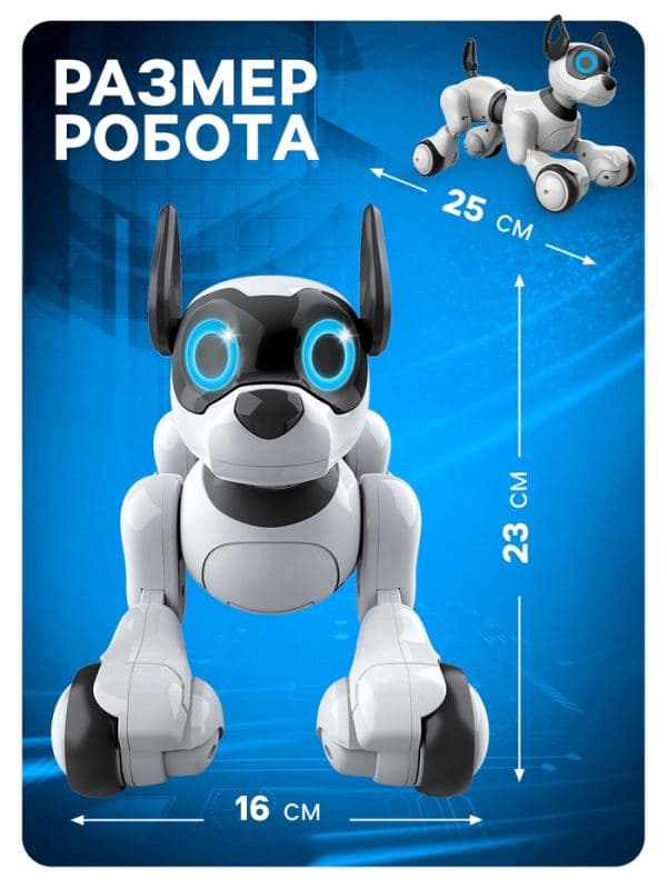 Робот собака Koddy IQ BOT, на пульте управления, интерактивный: звук, свет, танцующий, музыкальный, на аккумуляторе — фото 2