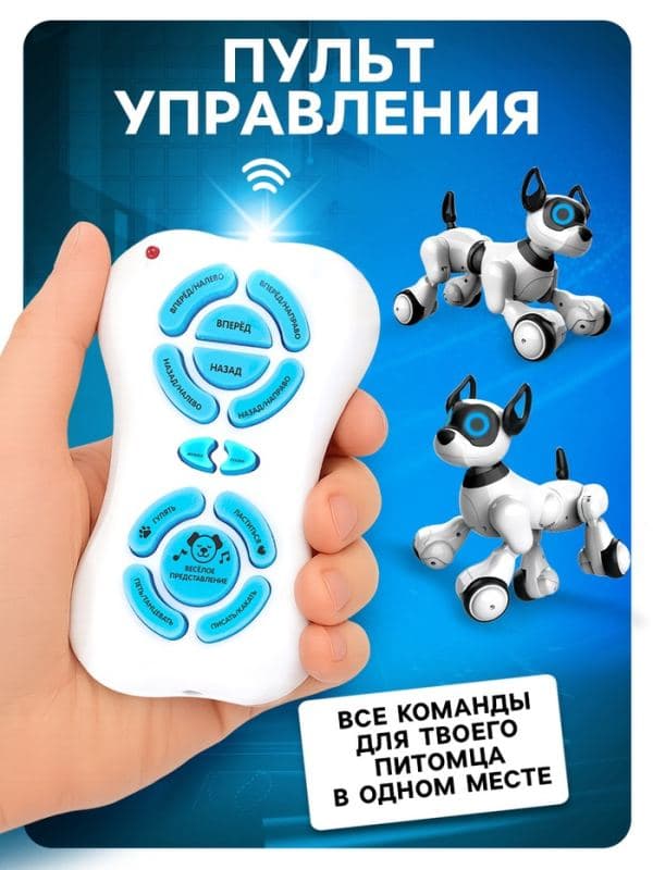 Робот собака Koddy IQ BOT, на пульте управления, интерактивный: звук, свет, танцующий, музыкальный, на аккумуляторе — фото 5
