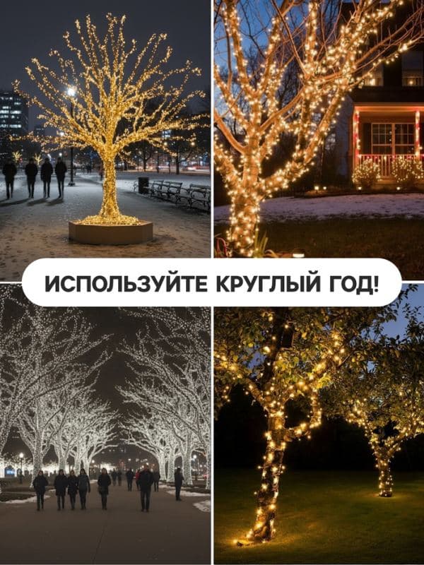 Гирлянда «Клип-лайт» 5 нитей по 20 м, IP44, УМС, тёмная нить, 665 LED, свечение тёплое белое, 24 В — фото 3