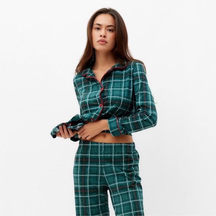 Пижама новогодняя женская: рубашка, брюки, KAFTAN Green mood — фото 2