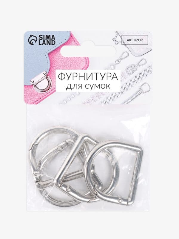 Полукольцо - карабин, 25×23 мм / 34×32 мм, 4.5 мм, набор 4 шт., цвет серебристый — фото 3