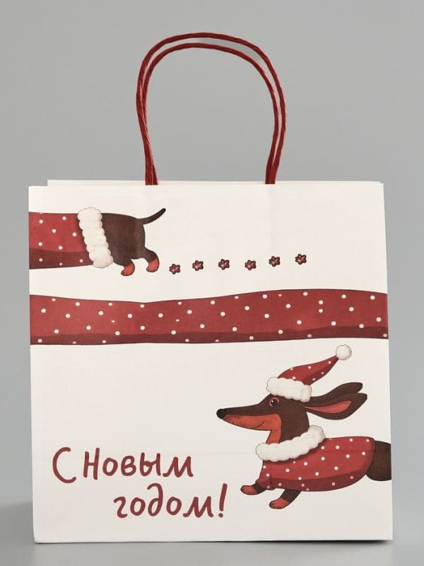 Пакет подарочный крафт «С Новым годом», 22×22×11 см — фото 2