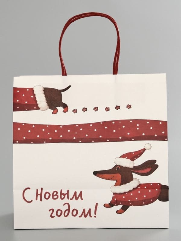 Пакет подарочный крафт «С Новым годом», 22×22×11 см — фото 4