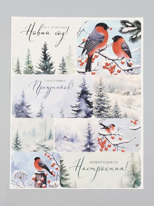 Наклейки новогодние бумажные на листах «Новый год», 6 листов, 14×18 см — фото 5