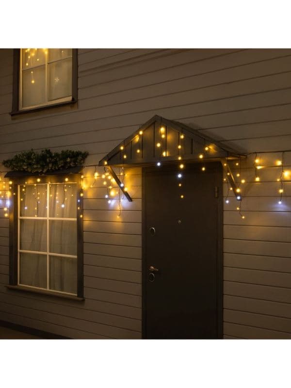 Гирлянда «Бахрома» 6×0.7 м, IP44, УМС, тёмная нить, 120 LED, свечение тёплое белое, мерцание, 220 В — фото 5