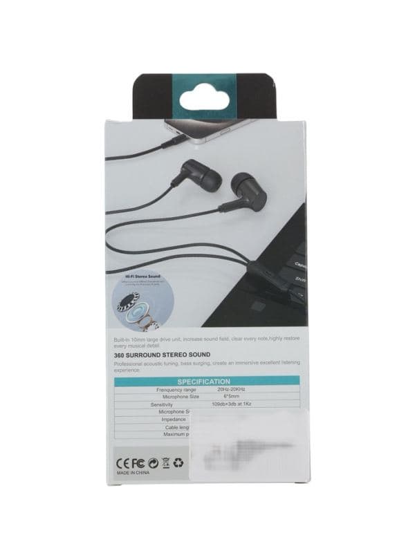 Наушники проводные SY-005, вакуумные, микрофон, Jack 3.5 мм, чёрные — фото 5