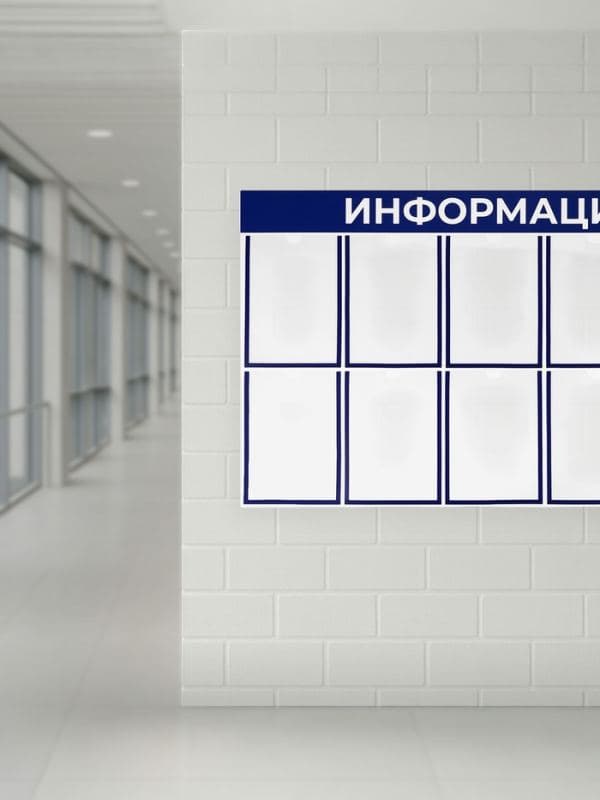 Информационный стенд «Информация» 10 плоских карманов А4, синий — фото 2