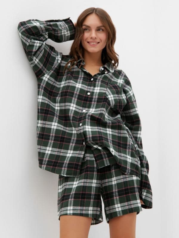 Пижама женская: рубашка, шорты, KAFTAN, зелёная — фото 3