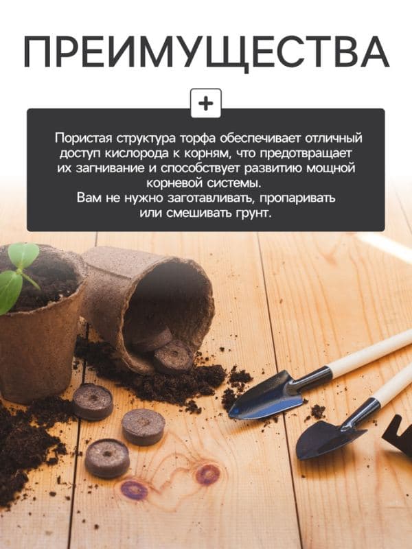 Набор для рассады: торфяная таблетка d=5.5 см, 15 шт., кассета на 15 ячеек по 150 мл, поддон 35×22 см, зелёный, пластик, Экоторф — фото 4