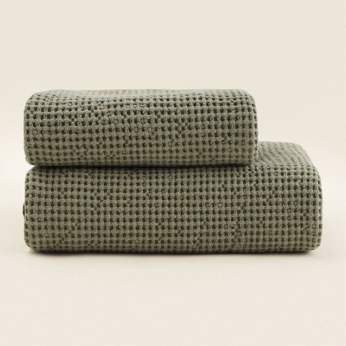 Полотенце вафельное SL HOME: Linen «Олива», оливковое — фото 4