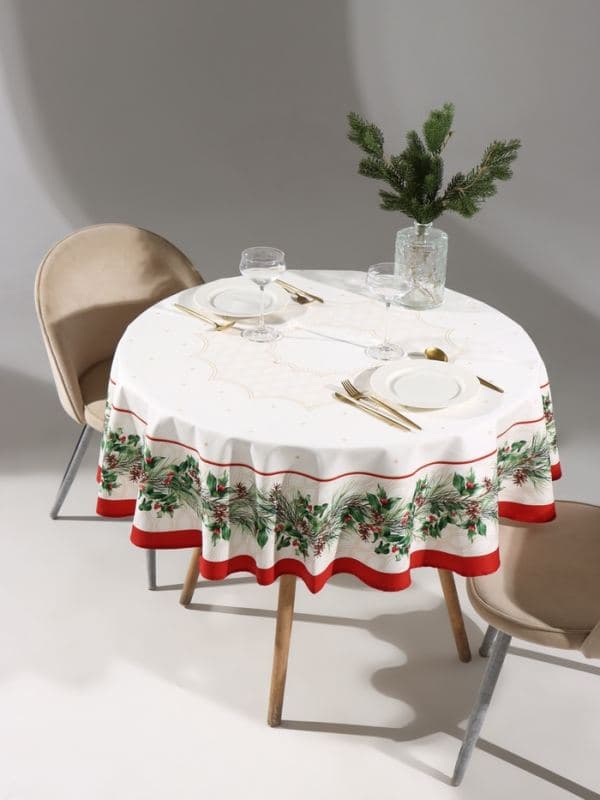 Скатерть новогодняя «Этель» Christmas wreath ±3 см с ВГМО, 100% хлопок, саржа 190 г/м² — фото 3