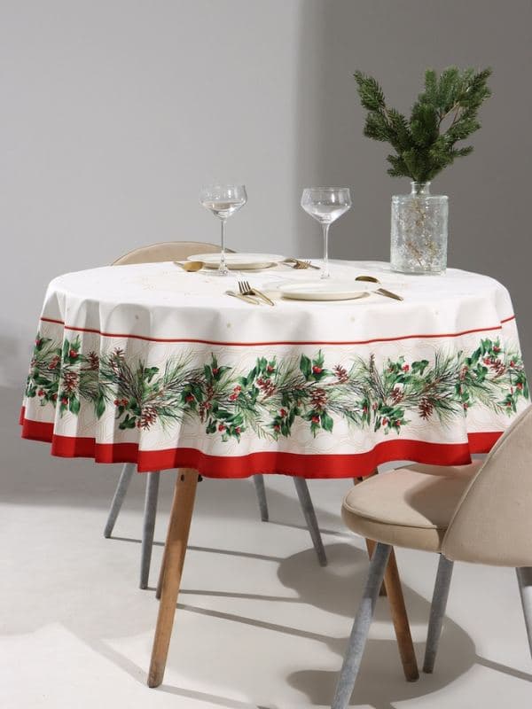 Скатерть новогодняя «Этель» Christmas wreath ±3 см с ВГМО, 100% хлопок, саржа 190 г/м² — фото 4