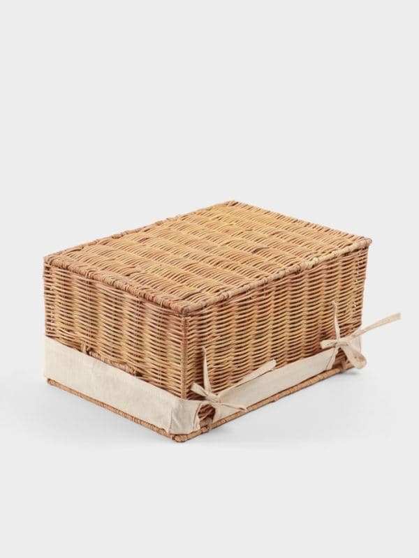 Корзинка прямоугольная с крышкой и тканевым подкладом, 33×22×15 см, ротанг — фото 5