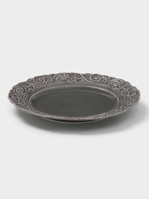 Тарелка обеденная WY Floral Laceware, d=25 см, фарфор, серая — фото 2