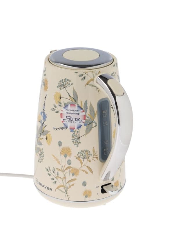 Чайник BRAYER 1083BR-YE, электрический, 2200 Вт, 1.7 л, нержавеющая сталь, автоотключение — фото 2