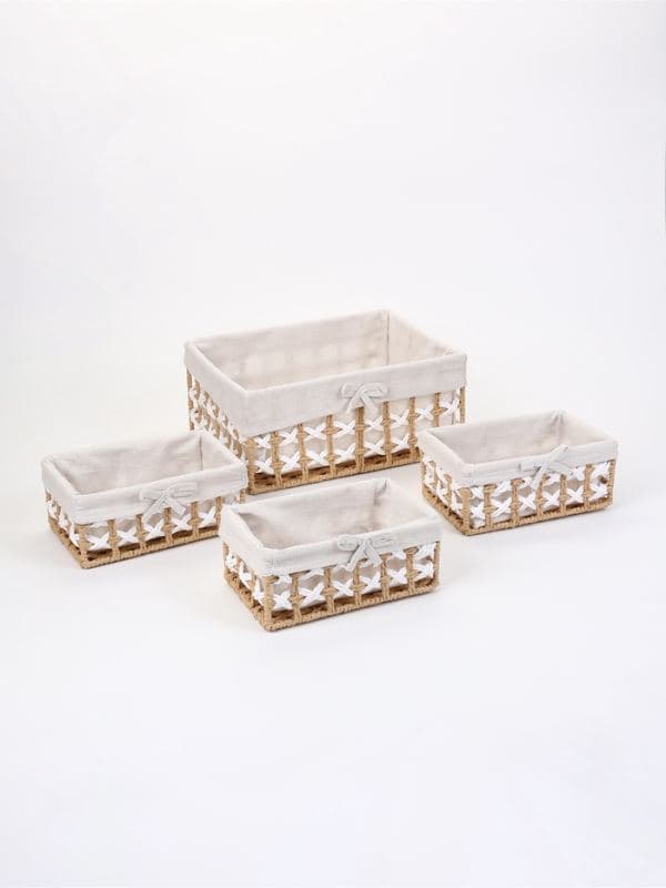 Корзины для хранения «Кантри», набор 4 шт.: 3 шт. 20.5×13×8.5, 1 шт. 32×23×14 см, ручной работы, прямоугольные — фото 1