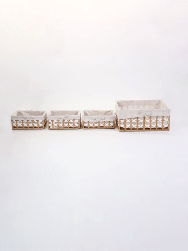 Корзины для хранения «Кантри», набор 4 шт.: 3 шт. 20.5×13×8.5, 1 шт. 32×23×14 см, ручной работы, прямоугольные — фото 3