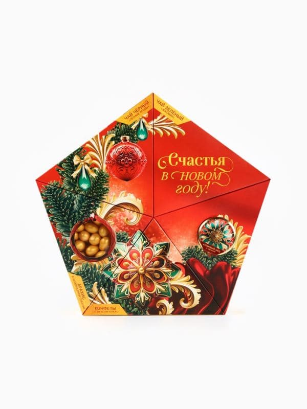 Подарочный набор «Счастья в новом году»: чай, арахис, трюфель, крем-мёд — фото 3