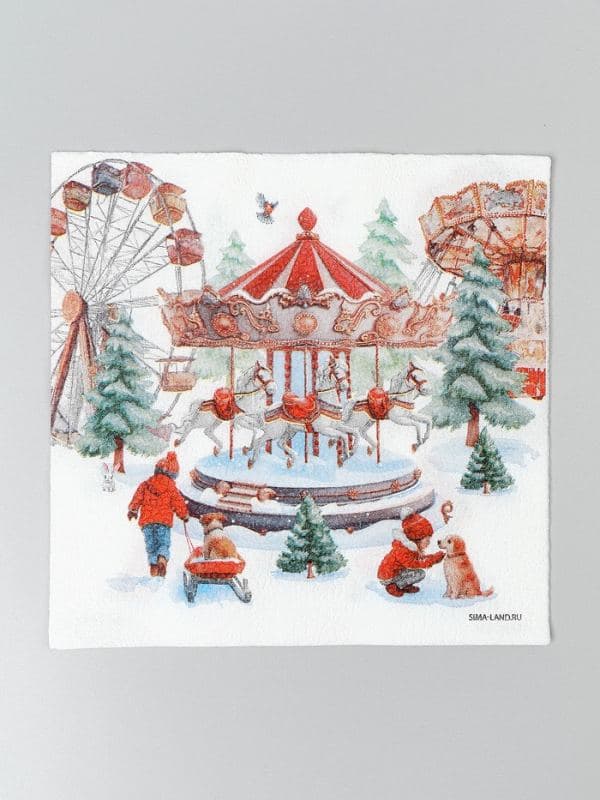 Салфетки бумажные двухслойные «Новогодние забавы», 33×33 см, 20 штук — фото 5