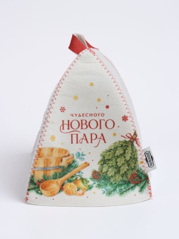 Набор для бани и сауны «Чудесного нового пара», 5 предметов: портфель, коврик, рукавица, тапочки, шапка, «Добропаровъ» — фото 5