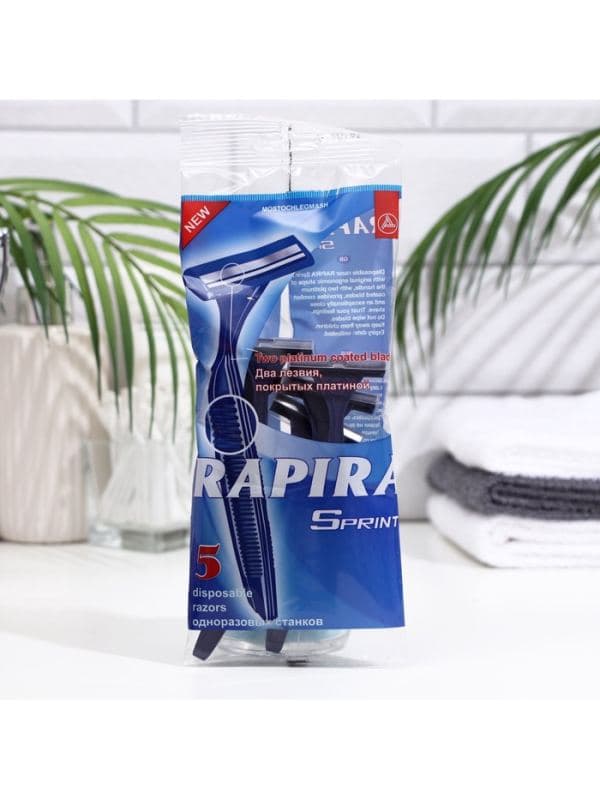 Бритвенные станки одноразовые Rapira Sprint, 2 лезвия, 5 шт. — фото 4
