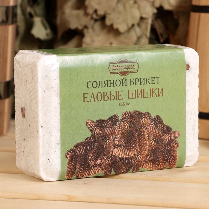 Соляной брикет «Еловые шишки» с алтайскими травами, 1.35 кг «Добропаровъ» — фото 2