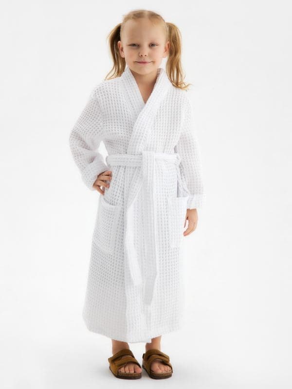 Халат вафельный детский SL HOME: Kids «Блан де Блан» (122-128 см), 100% хлопок, 280 г/м² — фото 1