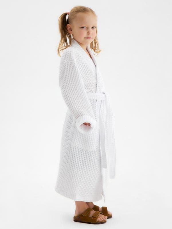 Халат вафельный детский SL HOME: Kids «Блан де Блан» (122-128 см), 100% хлопок, 280 г/м² — фото 2