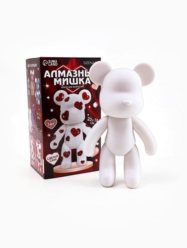 Алмазная мозаика на фигурке «Медведь с сердечками» — фото 2
