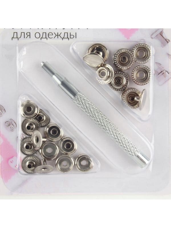 Кнопки установочные, Омега (О-образные), d=13 мм, 6 шт., с установщиком, цвет — фото 2