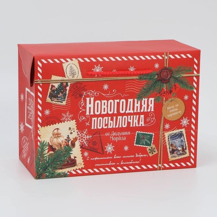 Пакет-коробка подарочный новогодний «Посылочка», 28×20×13 см — фото 5