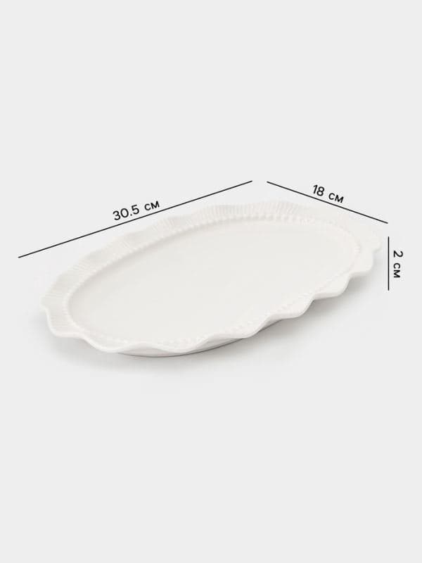 Блюдо сервировочное Breeze, 30.5×19×2 см, фарфор, белое — фото 2