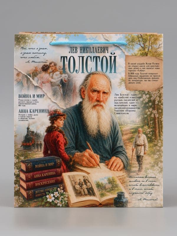 Пакет подарочный «Толстой», 23×27×11.5 см — фото 3
