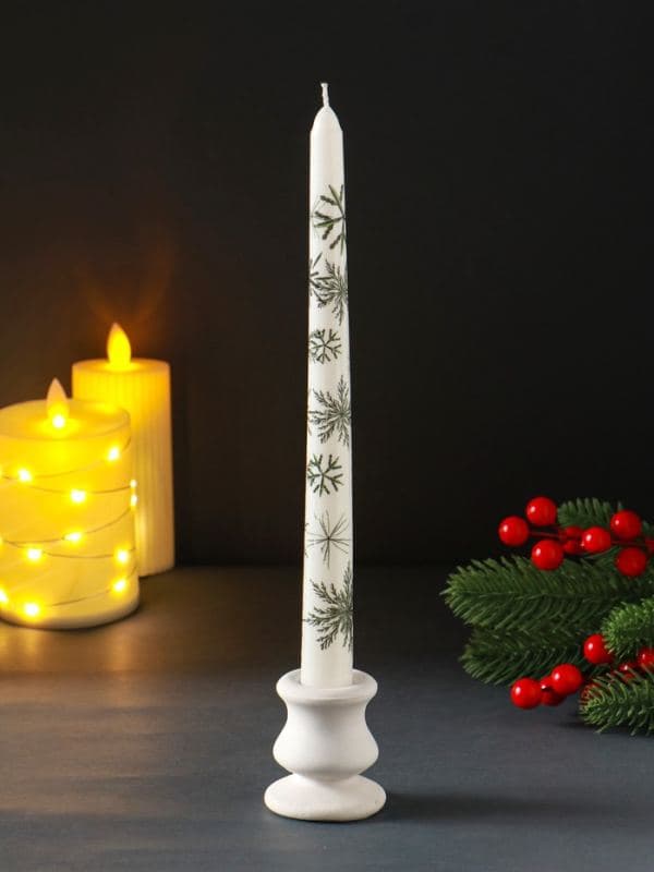 Свеча античная «Снежинки новогодние», 255×22 мм, с декором — фото 2
