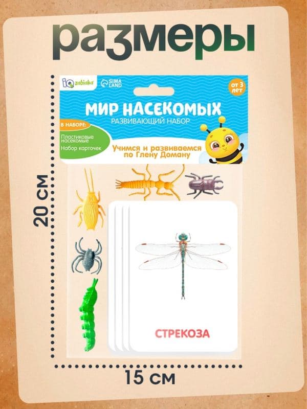 Развивающий набор «Мир насекомых», по методике Домана, 12 фигурок, 3+ — фото 5